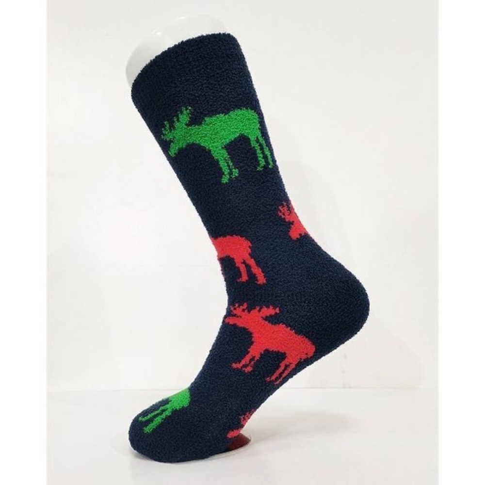 Men's Moose Cozy Crew Socks Navy 7-12 nwt pattern dress socks